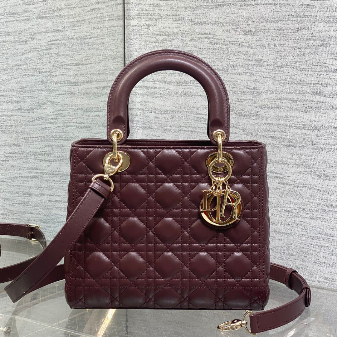 Christian Dior Small Lady Dior bag in Burgundy