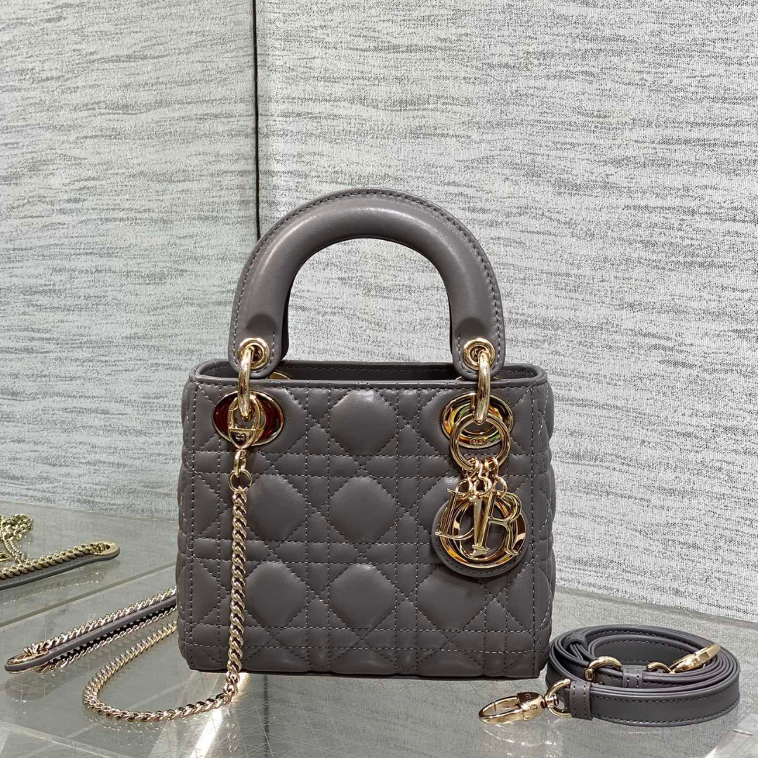Christian Dior Mini Lady Dior bag in gray