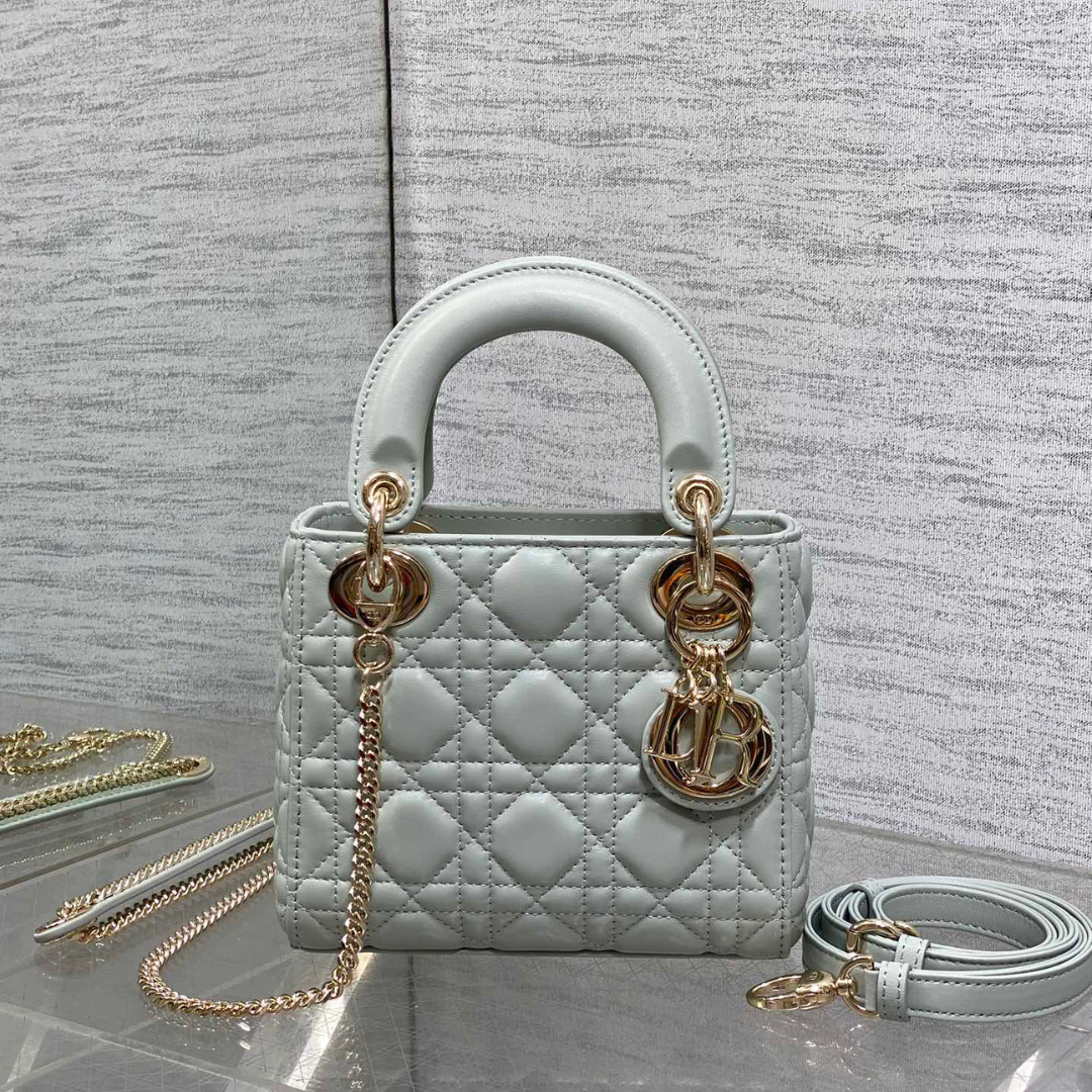 Dior Mini Lady Dior Bag in opaline gray