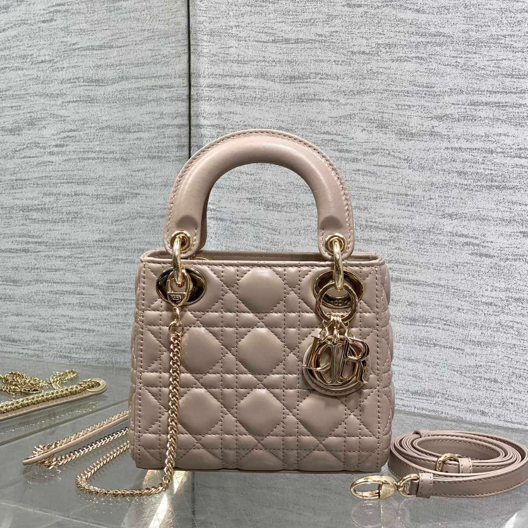 Dior Mini Lady Dior Bag in Beige Gold Hardware
