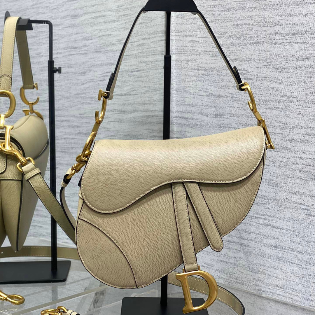 Dior Saddle Bag in Beige Gold Hardware