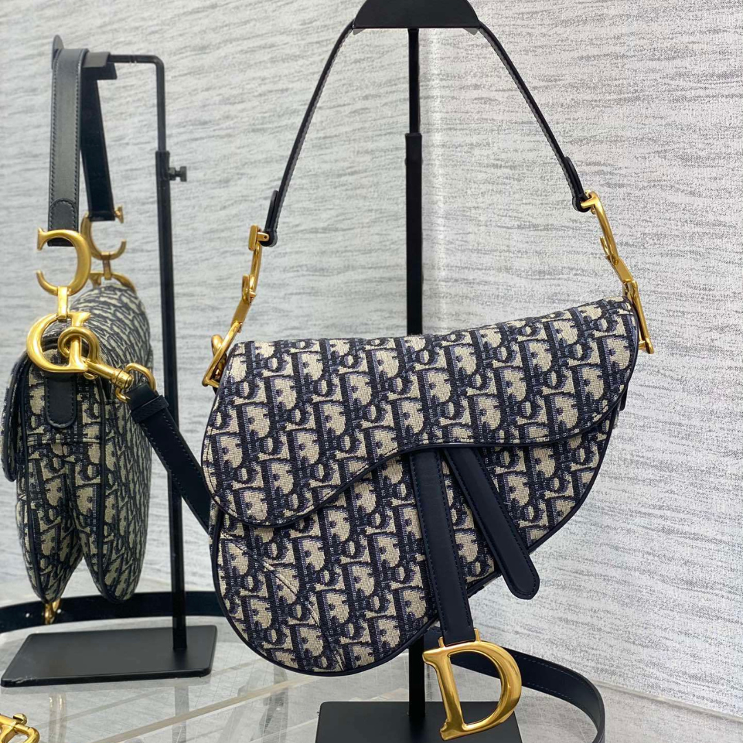 Dior Saddle Bag in blue Dior Oblique jacquard