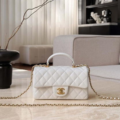 Chanel Small Classic Flap Top Handle White