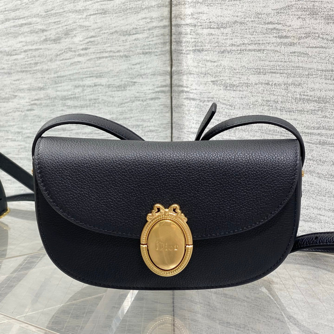Dior Small Dior Médaillon Flap Bag in black