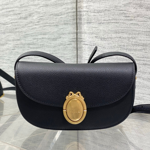 Dior Small Dior Médaillon Flap Bag in black