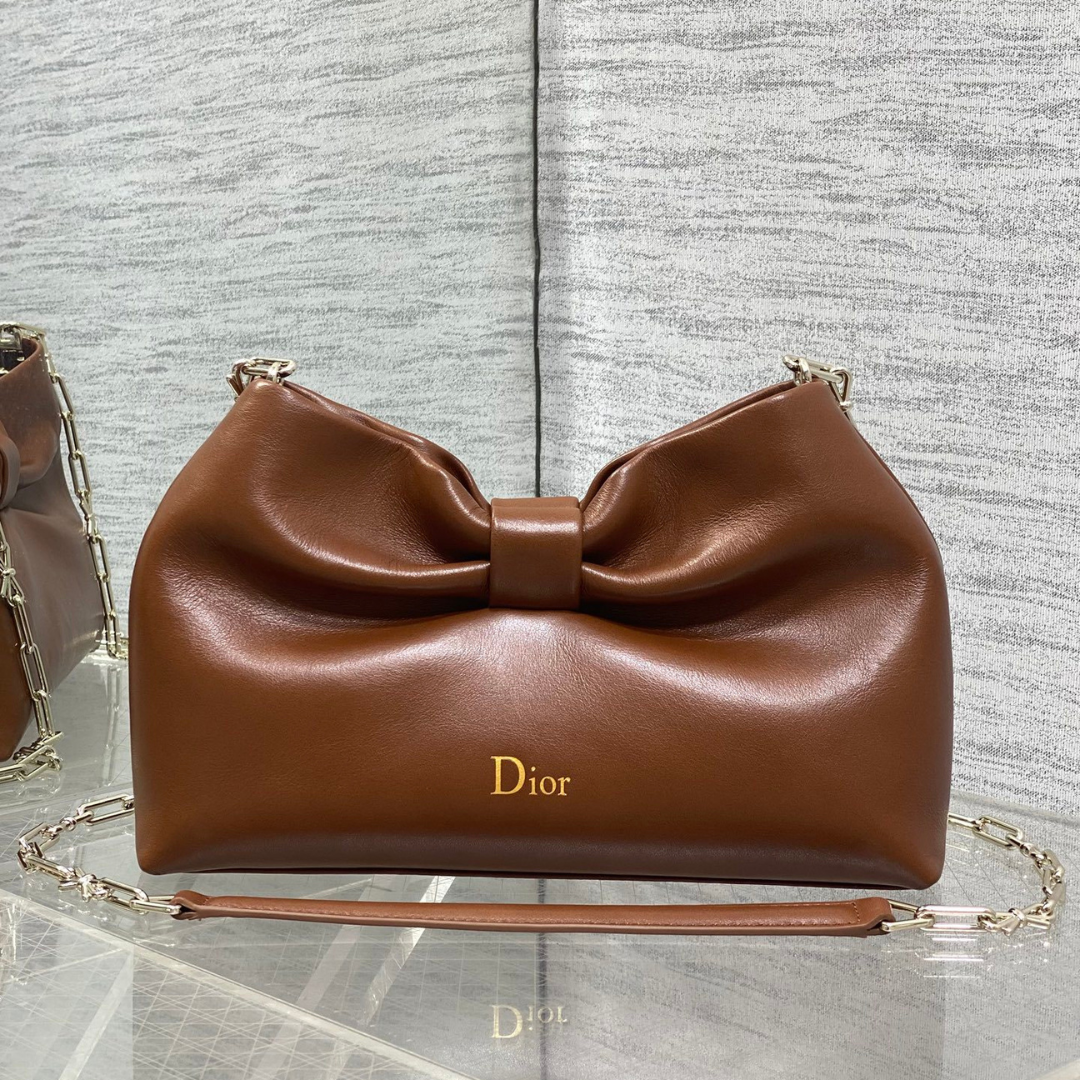 Dior Bow Bag Brown Lambskin