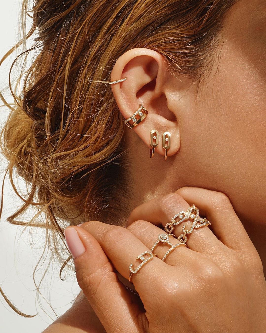 CREOLES MOVE UNO MINI 1 DIAMOND EARRINGS