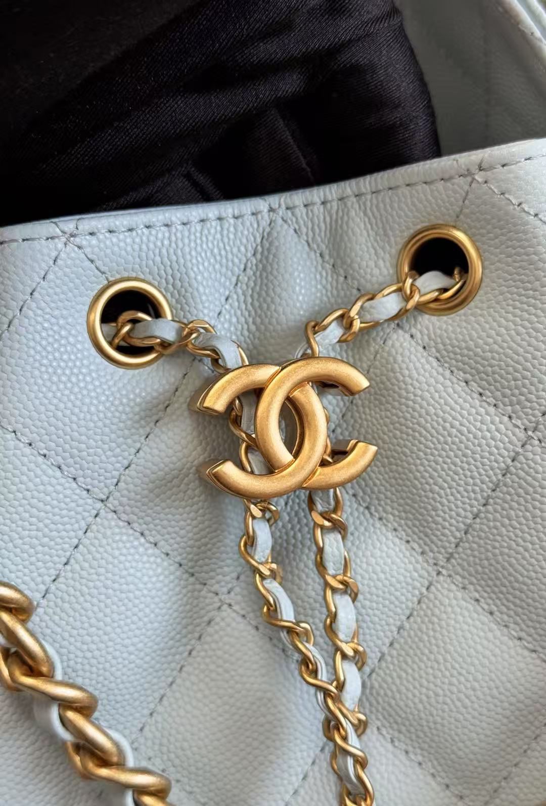 CHANEL 25 HANDBAG 30 IN LGITH BLUE CAVIER GOLD HARDWARE