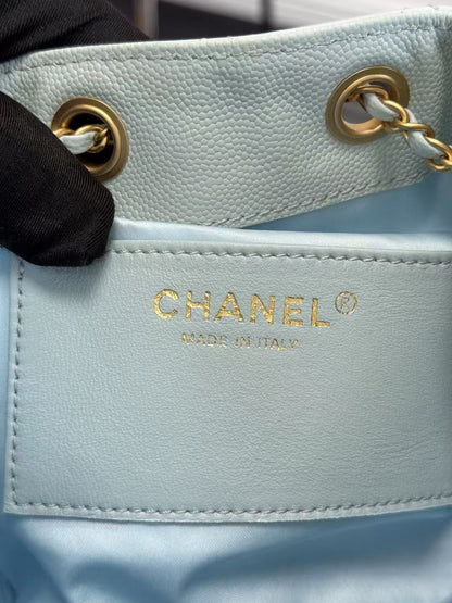 CHANEL 25 HANDBAG 30 IN LGITH BLUE CAVIER GOLD HARDWARE