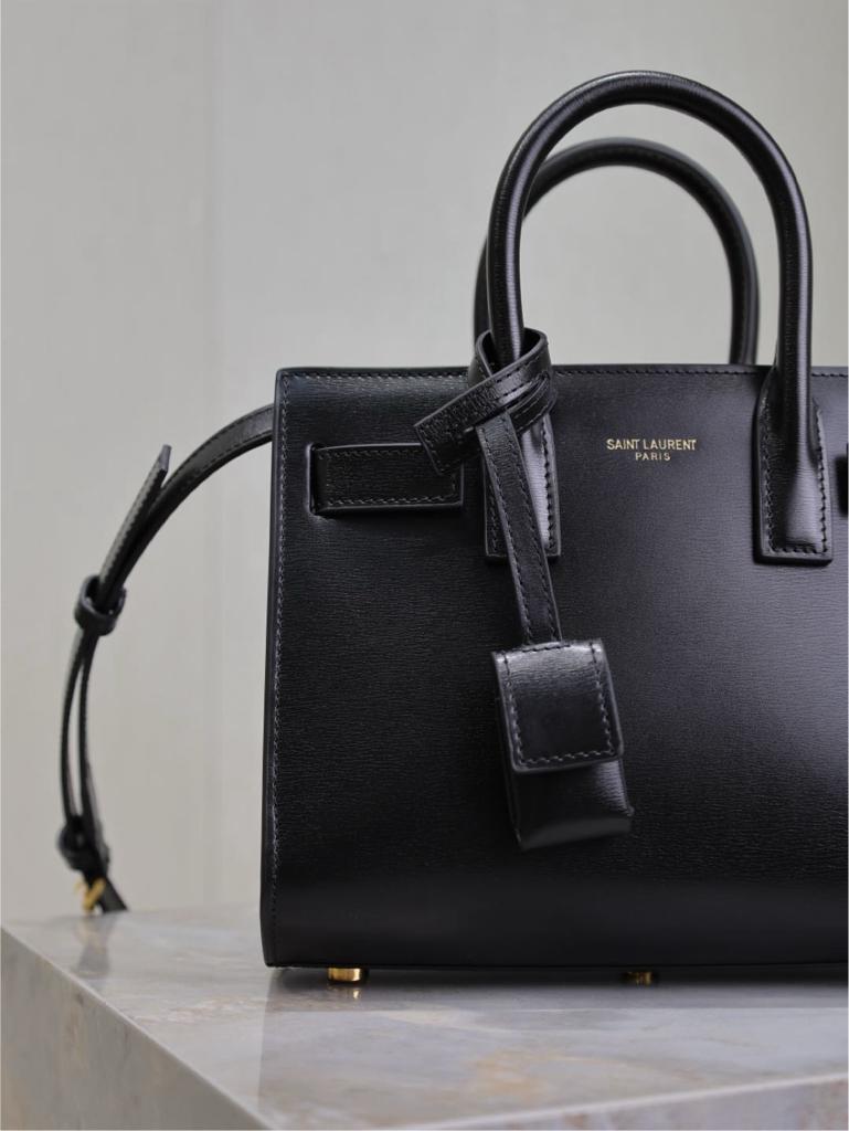 YSL SAC DE JOUR GOLD BLACK GRAIN LEATHER
