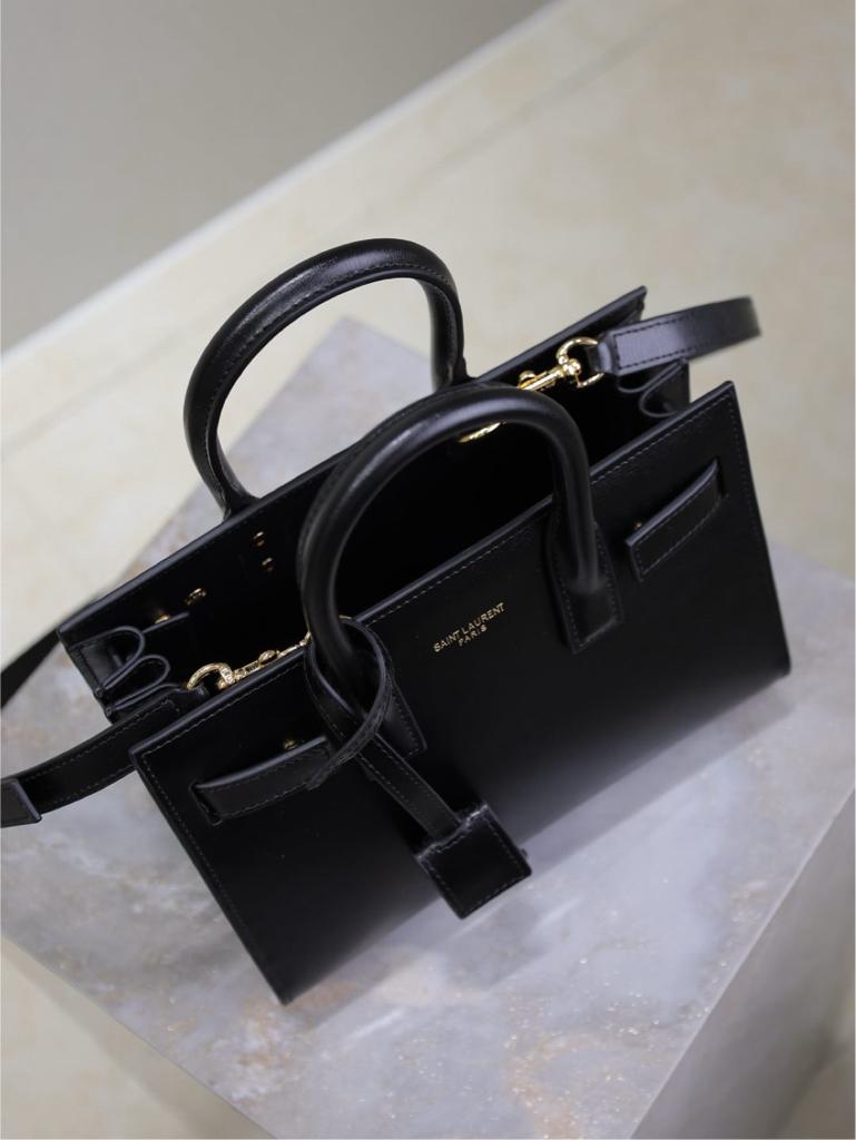 YSL SAC DE JOUR GOLD BLACK GRAIN LEATHER