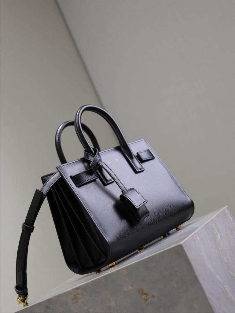 YSL SAC DE JOUR GOLD BLACK GRAIN LEATHER