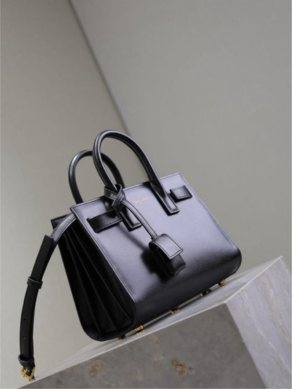 YSL SAC DE JOUR GOLD BLACK GRAIN LEATHER