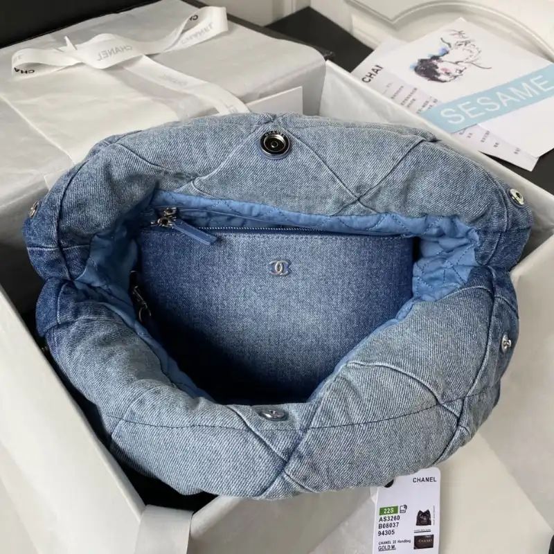 Chanel 22 Small Denim Hobo Bag