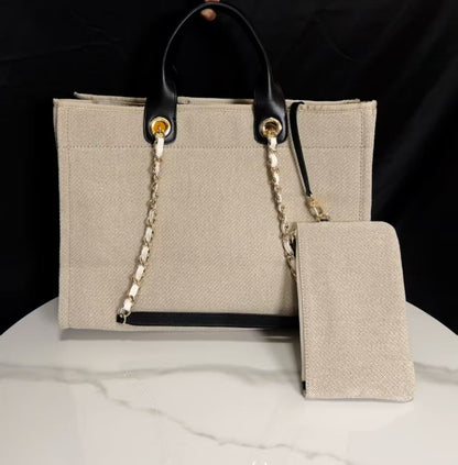 Chanel Deauville Tote in beige and black