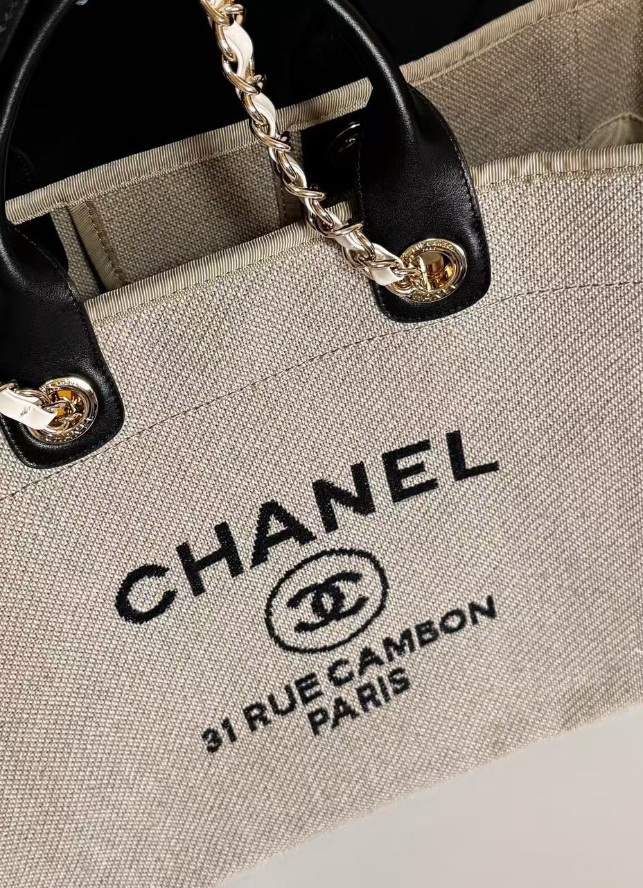 Chanel Deauville Tote in beige and black