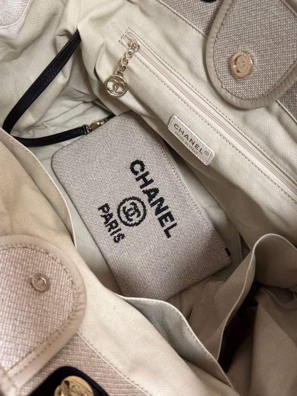 Chanel Deauville Tote in beige and black