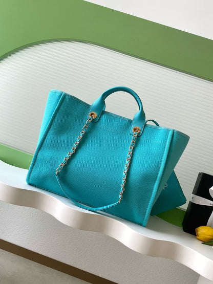 Chanel Deauville Tote in Blue and white