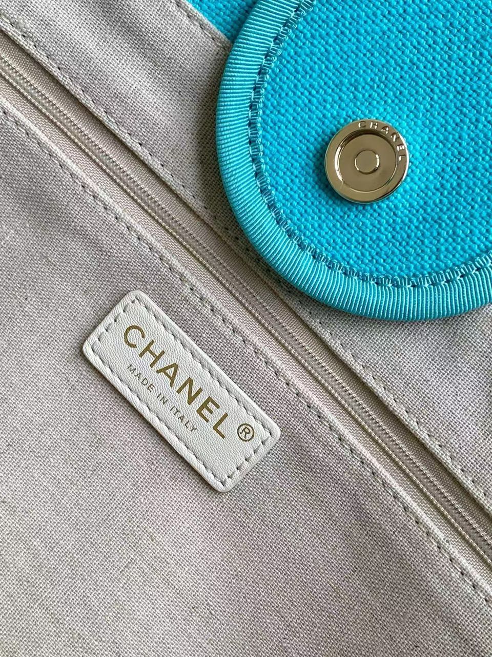 Chanel Deauville Tote in Blue and white