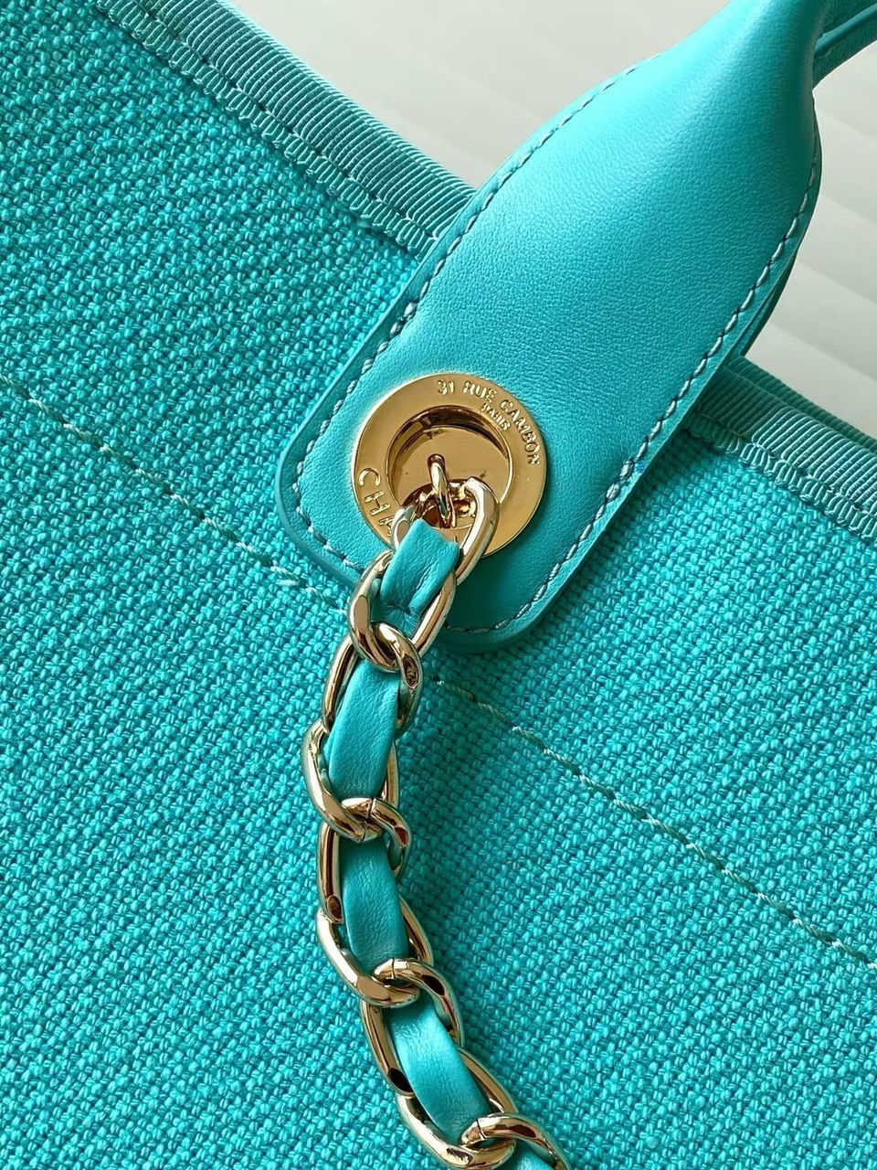Chanel Deauville Tote in Blue and white