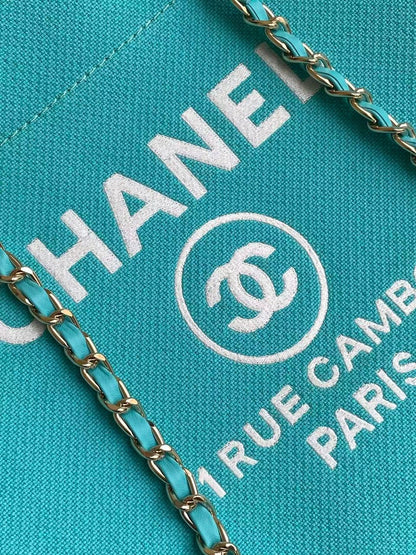 Chanel Deauville Tote in Blue and white