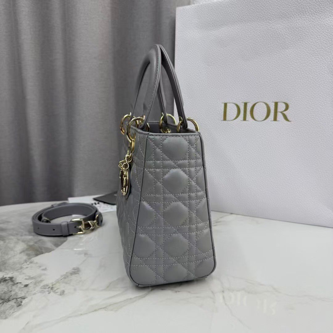 Dior Medium Lady Dior My Abcdior bag in grey lambskin