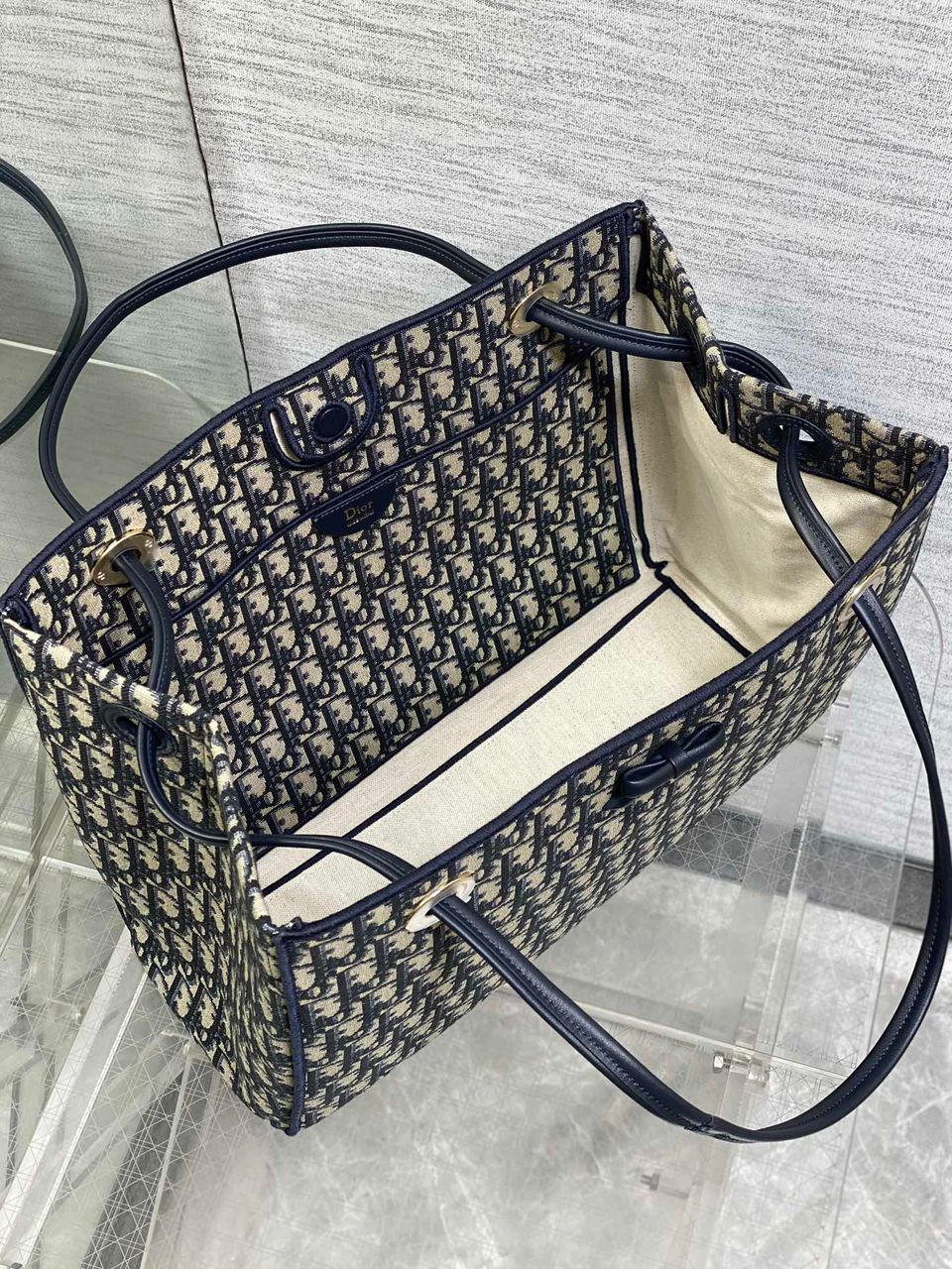 Dior Promenade Shopping Bag in Blue Dior Oblique Jacquard