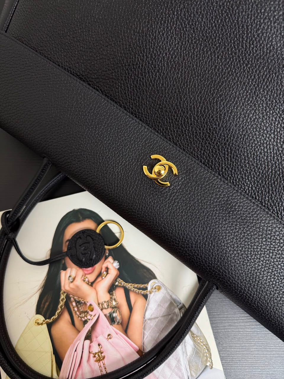 Chanel Large Shopping Bag in black grained calfskin