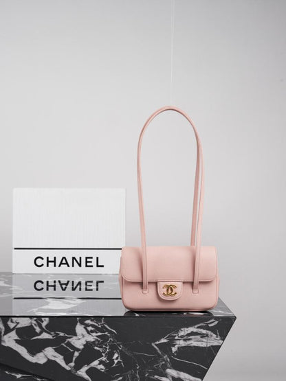 Chanel Caviar Preppy Coco Mini Flap bag in light pink color