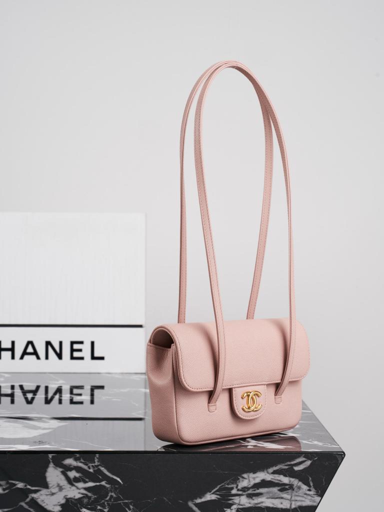 Chanel Caviar Preppy Coco Mini Flap bag in light pink color