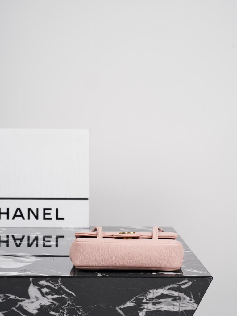 Chanel Caviar Preppy Coco Mini Flap bag in light pink color