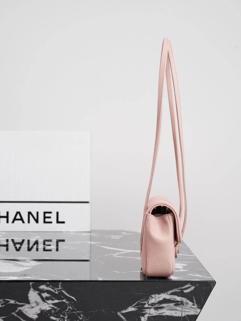 Chanel Caviar Preppy Coco Mini Flap bag in light pink color