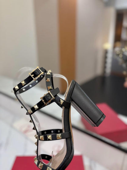 Valentino Rockstud block heel black