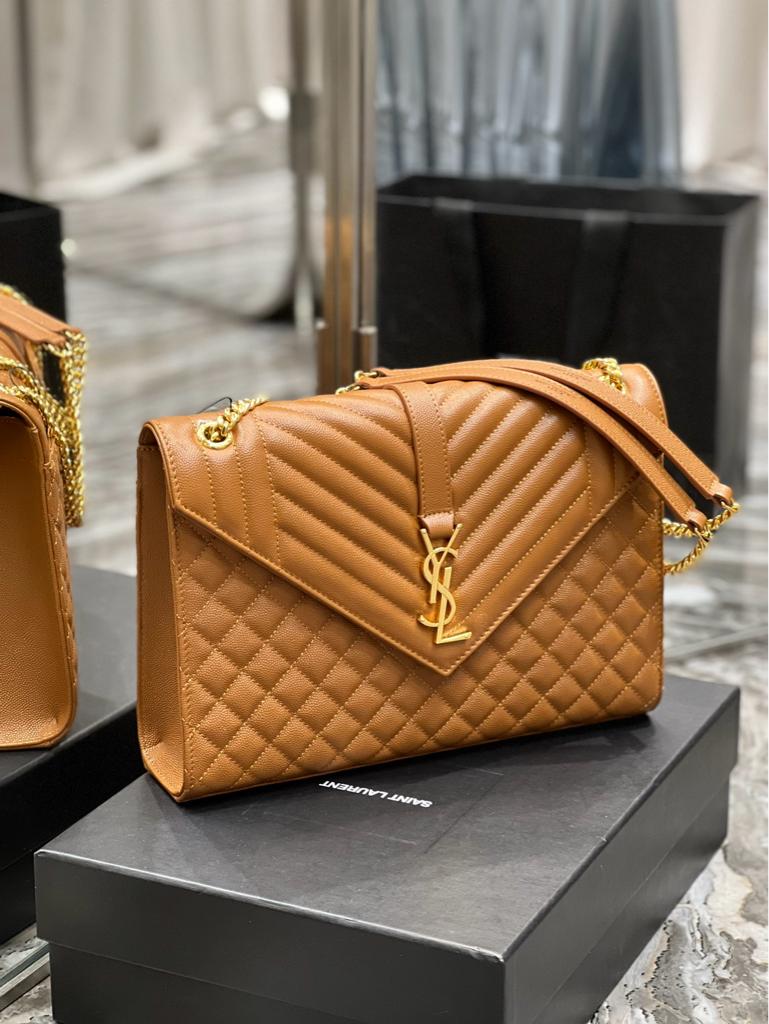 Saint Laurent Medium Envelope Bag in caramel