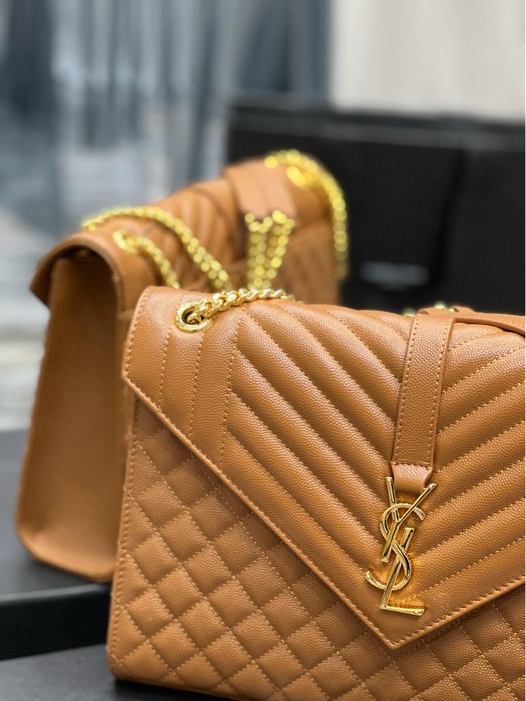 Saint Laurent Medium Envelope Bag in caramel