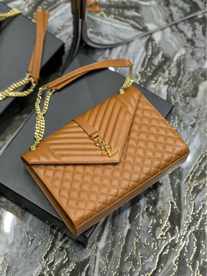 Saint Laurent Medium Envelope Bag in caramel