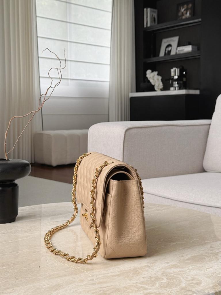 Chanel Classic Flap Jumbo Beige Gold Hardware