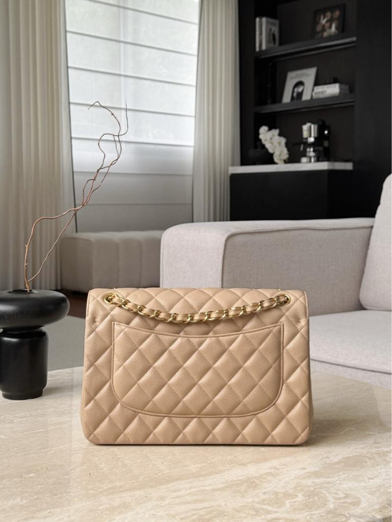 Chanel Classic Flap Jumbo Beige Gold Hardware
