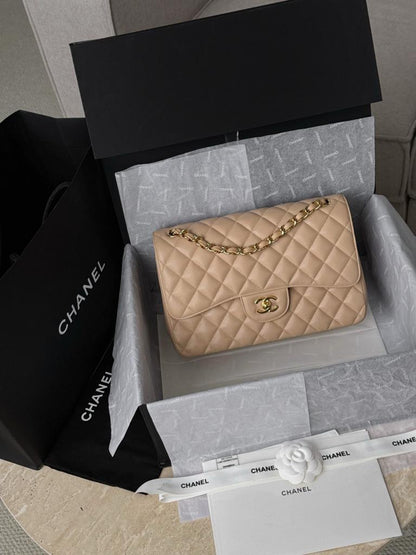 Chanel Classic Flap Jumbo Beige Gold Hardware