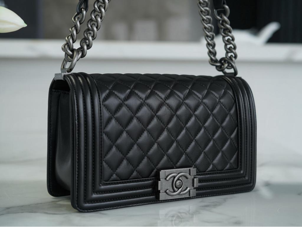 Chanel Boy Medium Black Sliver Hardware
