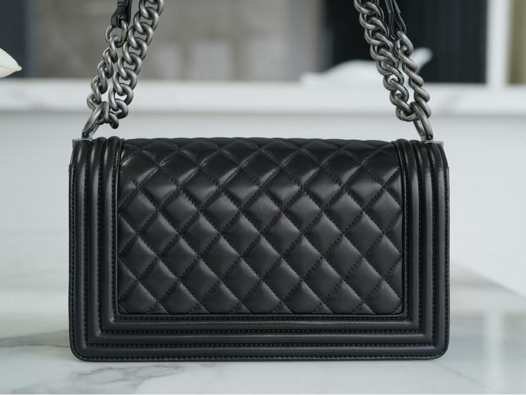 Chanel Boy Medium Black Sliver Hardware