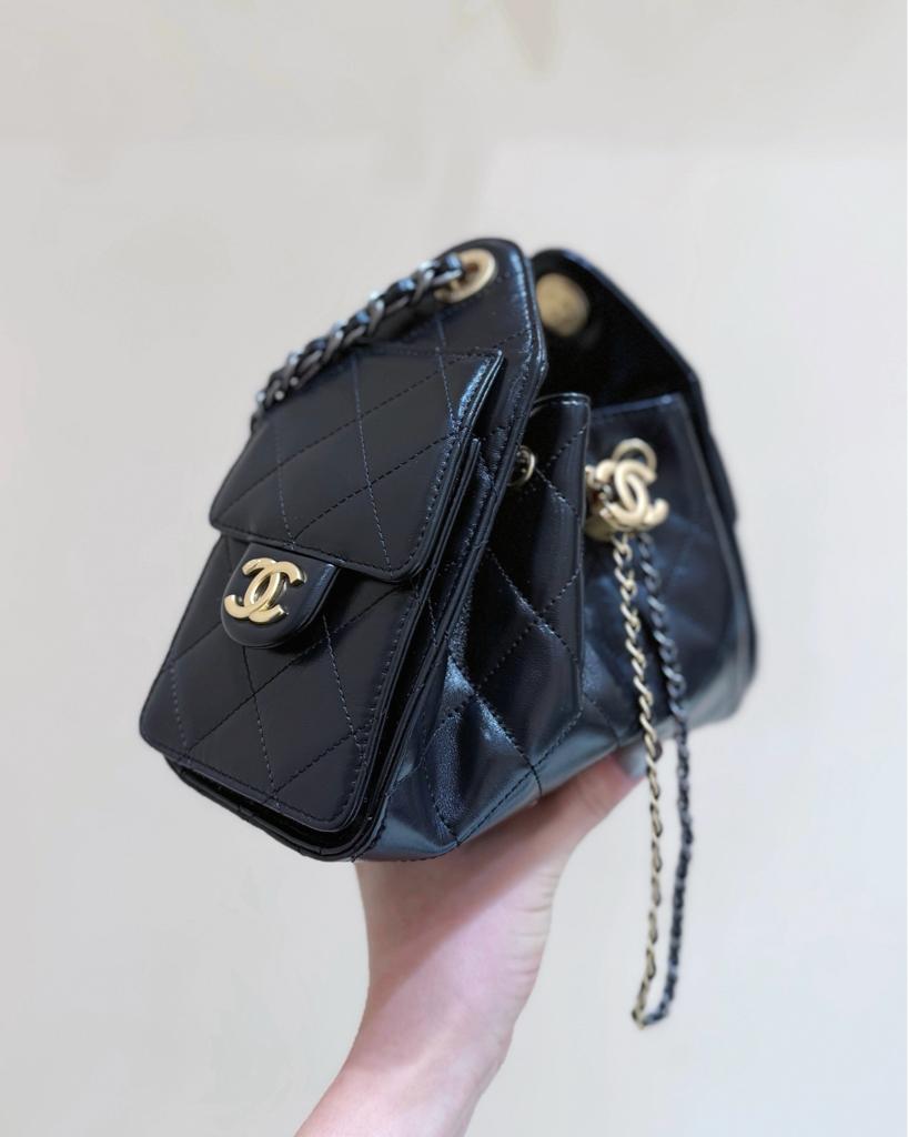 Chanel 25 mini Gold Sliver Chain Black
