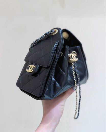 Chanel 25 mini Gold Sliver Chain Black