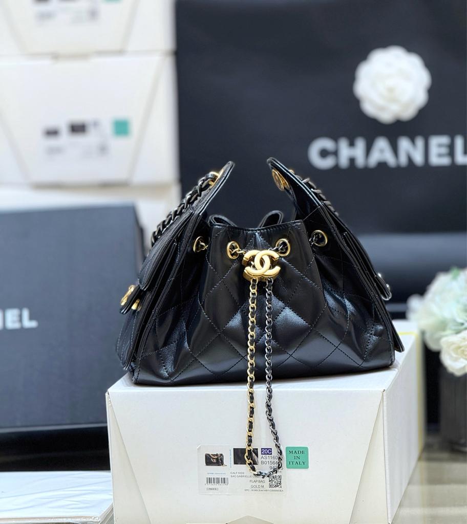 Chanel 25 mini Gold Sliver Chain Black