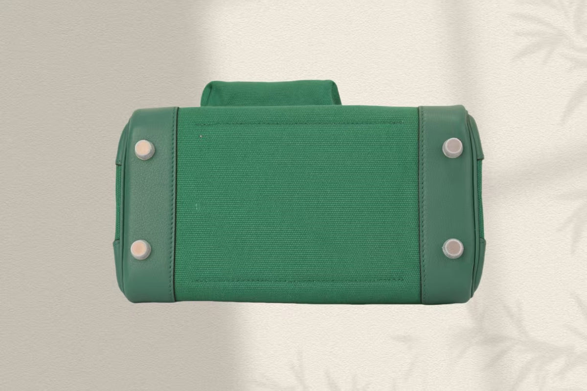 BIRKIN CARGO 25CM GREEN CANVAS AND LEATHER SILVER HARDWARE