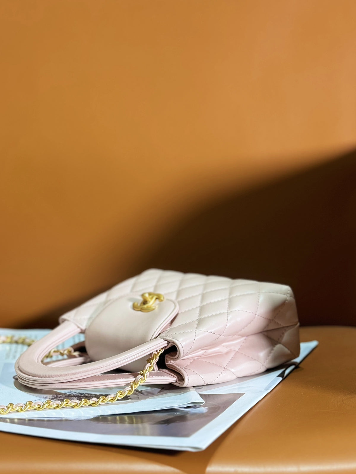 Chanel Lambskin Mini Kelly Chain Bag Light Pink