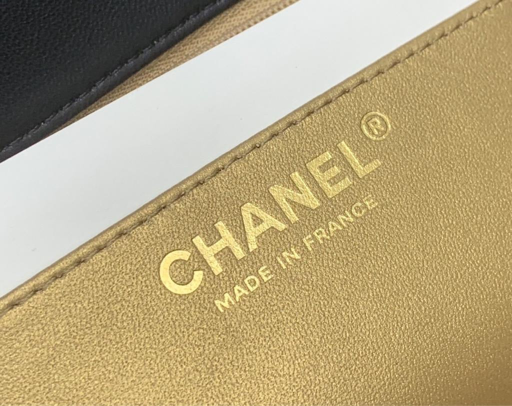 CHANEL Lambskin Quilted Mini Rectangular Sweet Camellia Flap Black