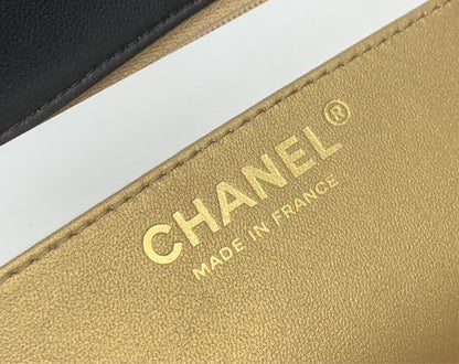 CHANEL Lambskin Quilted Mini Rectangular Sweet Camellia Flap Black