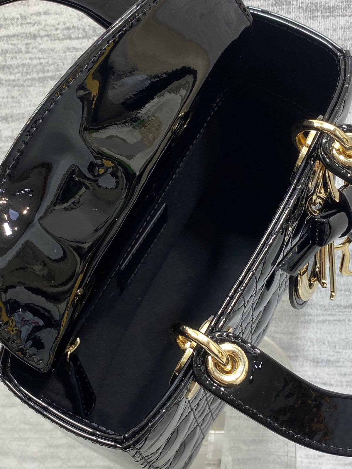 Christian Dior Small Lady Dior bag in Black Patent