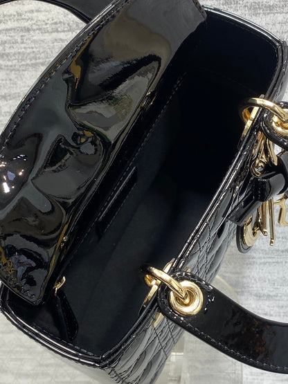 Christian Dior Small Lady Dior bag in Black Patent